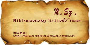 Miklusovszky Szilvánusz névjegykártya